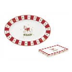 Karácsonyi porcelán ovális kínáló tálca 35x23,5 cm díszdobozban Christmas Tale