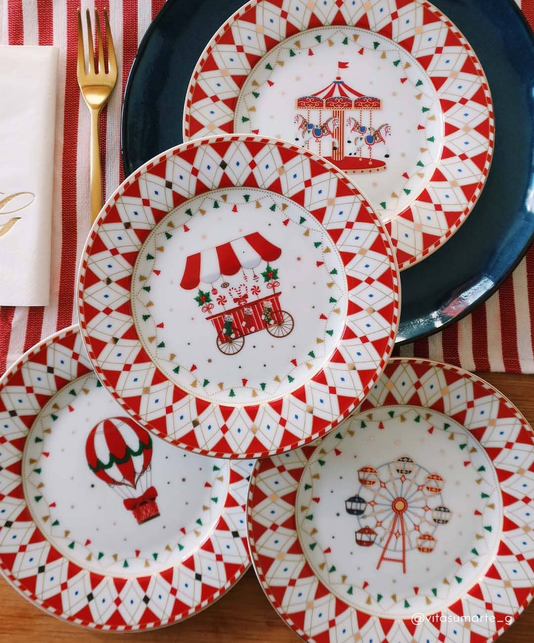 Christmas Wonderland karácsonyi porcelán desszertes tányér 4 db szett