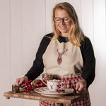 Karácsonyi pamut rénszarvas mintás konyhai kötény Cosy Lodge