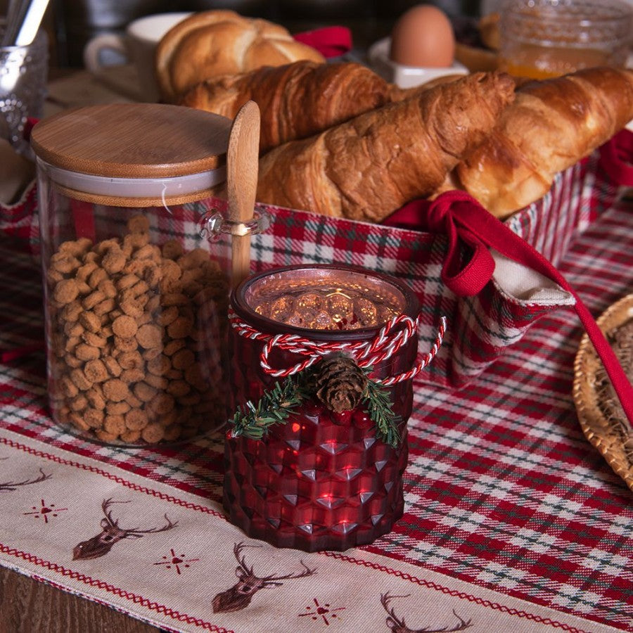 Karácsonyi pamut rénszarvas mintás kenyérkosár