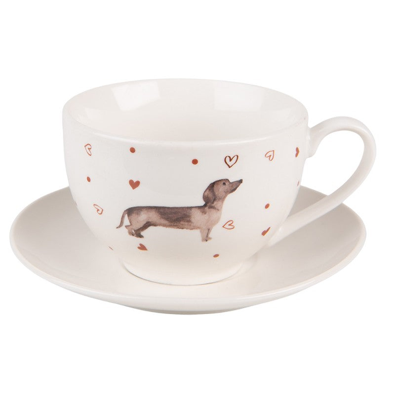 Tacskós porcelán csésze + alj 200 ml Dachshund Love