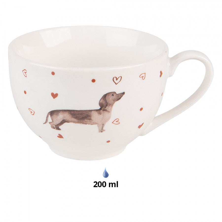 Tacskós porcelán csésze + alj 200 ml Dachshund Love