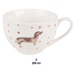 Tacskós porcelán csésze + alj 200 ml Dachshund Love