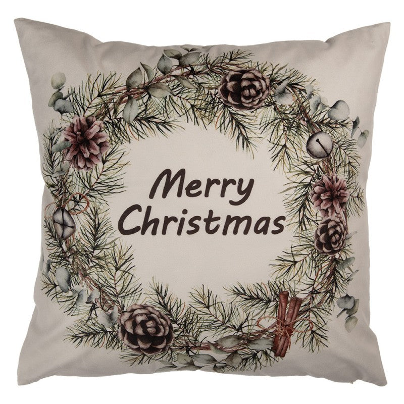 Karácsonyi párnahuzat 45x45 cm Merry Christmas koszorú