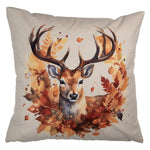 Őszi párnahuzat 45x45 cm szarvas falevélkoszorúban