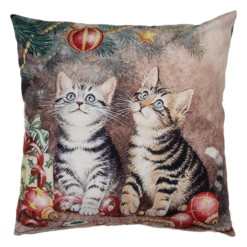 Karácsonyi párnahuzat 45x45 cm cicák a karácsonyfa alatt