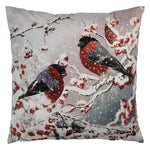 Karácsonyi párnahuzat 45x45 cm madarak havas csipkebogyó ágakon