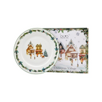 Karácsonyi Porcelán tányér 27 cm dobozban, Christmas Village