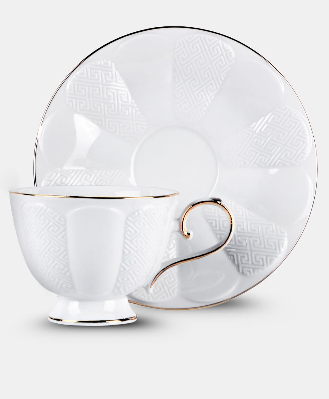 Dubai fehér elegáns porcelán csésze + alj 220 ml 2 személyes díszdobozban Veroni