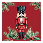 Karácsonyi szalvéta – Wooden nutcracker red, 33x33 cm, 20 db-os