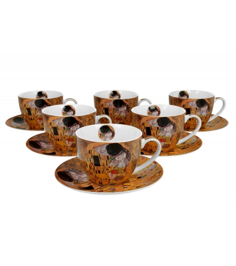 Porcelán csésze hat személyes készlet díszdobozban Klimt A Csók