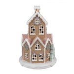 Barna mézeskalács ház LED-es karácsonyi dekoráció 21x33 cm