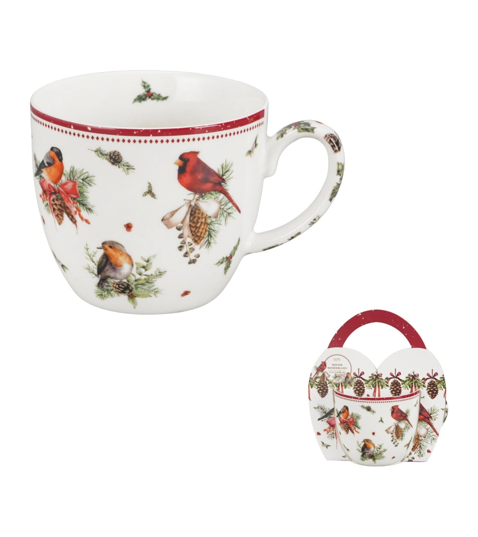 Madármintás porcelán bögre 460 ml – Birds of Winter (díszdobozban)