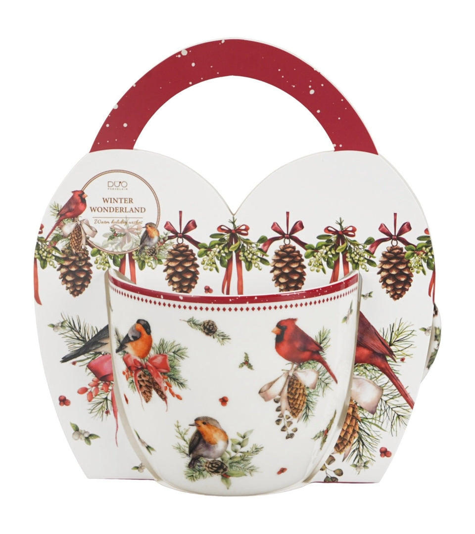 Madármintás porcelán bögre 460 ml – Birds of Winter (díszdobozban)