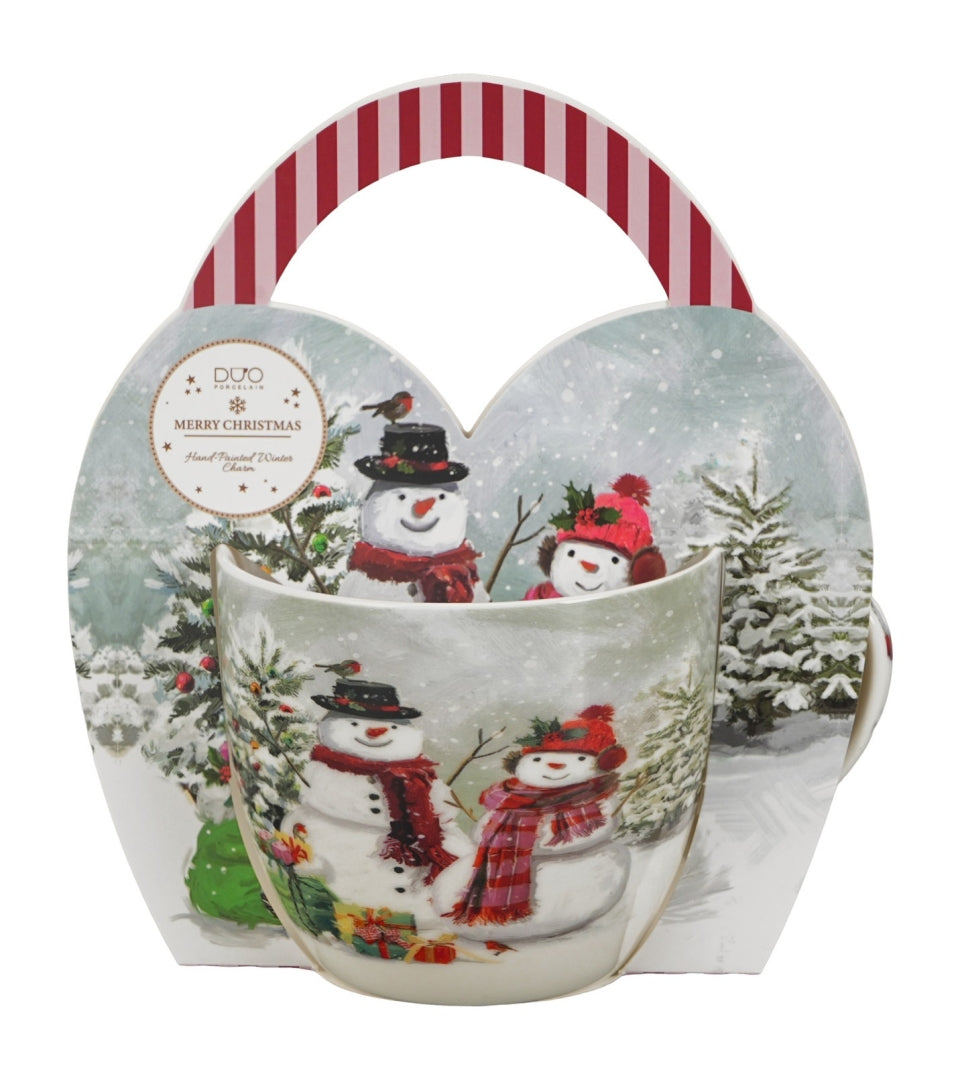 Hóemberes porcelán bögre 460 ml – Snowman Smile (díszdobozban)