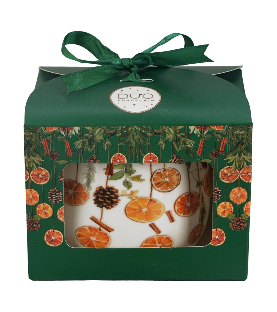 Téli gyümölcsös porcelán bögre 430 ml – Winter Fruits (díszdobozban)