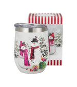Hóemberes duplafalú rozsdamentes acél termoszpohár 330 ml – Snowman Smile