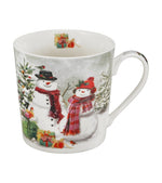 Hóemberes porcelán bögre 360 ml – Snowman Smile (házikó alakú díszdobozban)