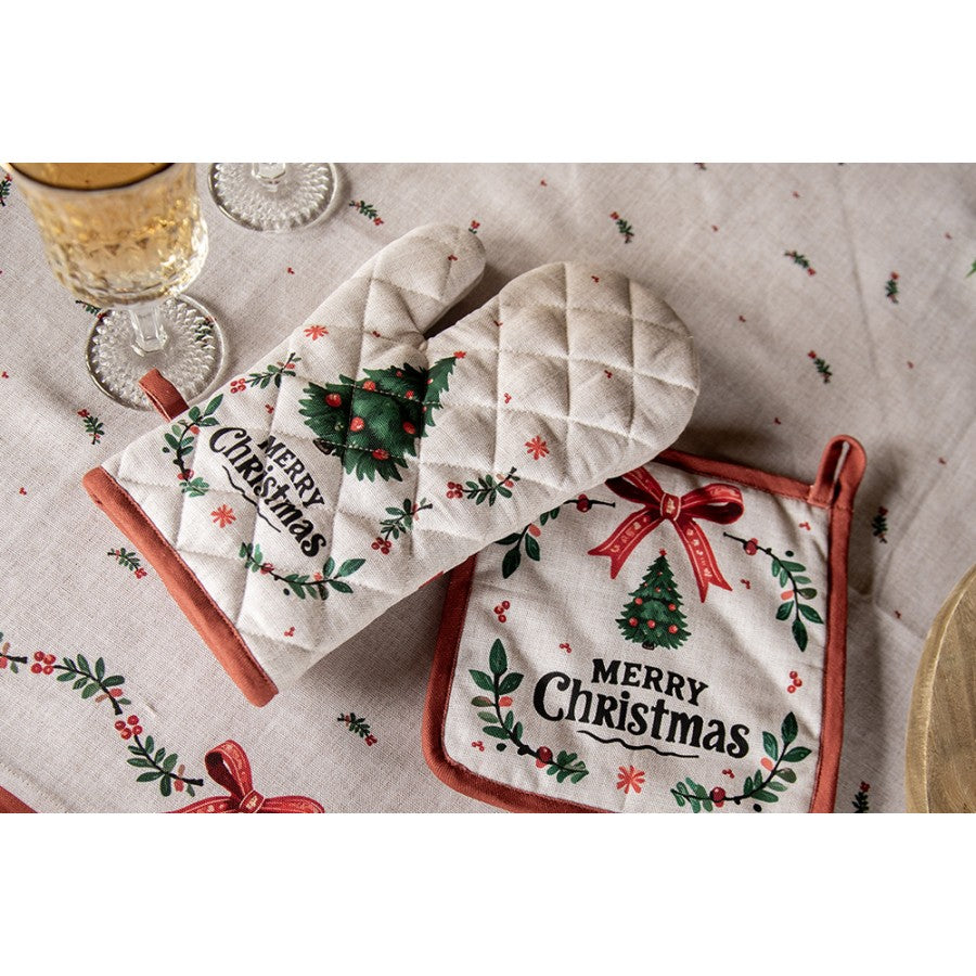 Karácsonyi edényfogó kesztyű 18x30 cm 100% pamut Traditional Christmas Harmony