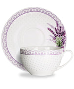 Veroni porcelán levendula mintás teáscsésze 6 személyes szett díszdobozban Passia