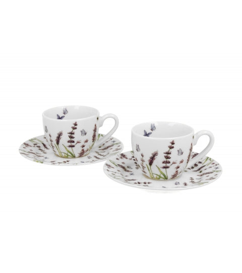 Levendulás porcelán eszpresszó kávés csésze aljjal 2 személyes Classic Lavander