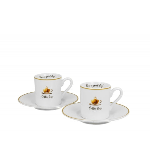 Porcelán eszpresszó kávés csésze aljjal 2 személyes Coffee Time