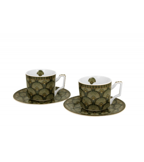 Porcelán eszpresszó kávés csésze aljjal 2 személyes Verdigo