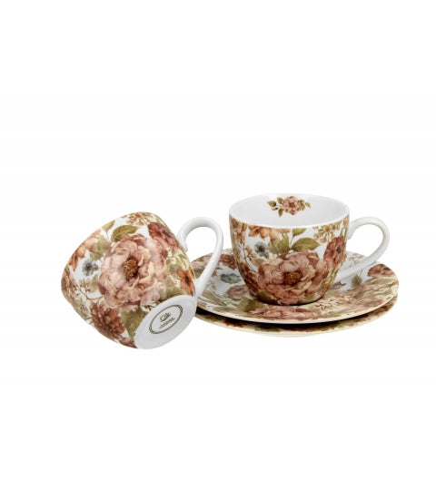 Virágos porcelán eszpresszó kávés csésze aljjal 2 személyes Pastel Flowers