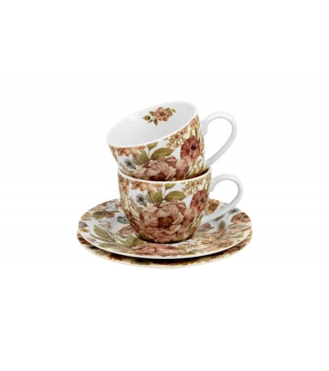 Virágos porcelán eszpresszó kávés csésze aljjal 2 személyes Pastel Flowers