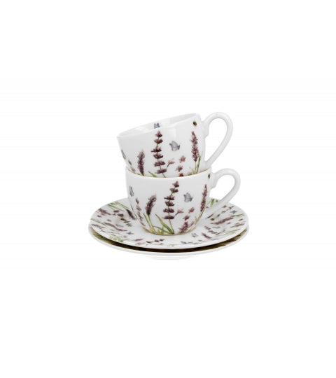 Levendulás porcelán eszpresszó kávés csésze aljjal 2 személyes Classic Lavander