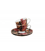 Virágos porcelán eszpresszó kávés csésze aljjal 2 személyes Spring Roses