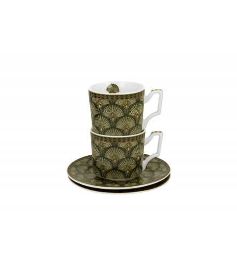 Porcelán eszpresszó kávés csésze aljjal 2 személyes Verdigo