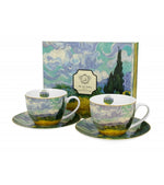Porcelán két személyes csésze szett Van Gogh Búzaföld ciprusokkal