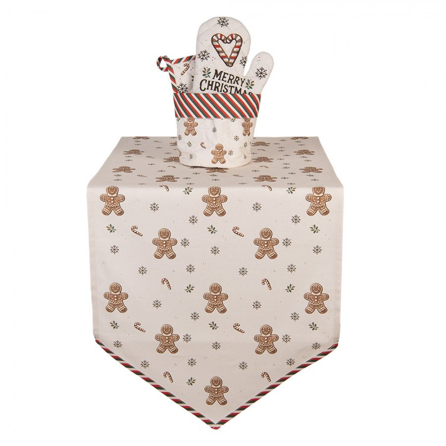 Mézeskalács babás karácsonyi pamut asztali futó 50x160 cm