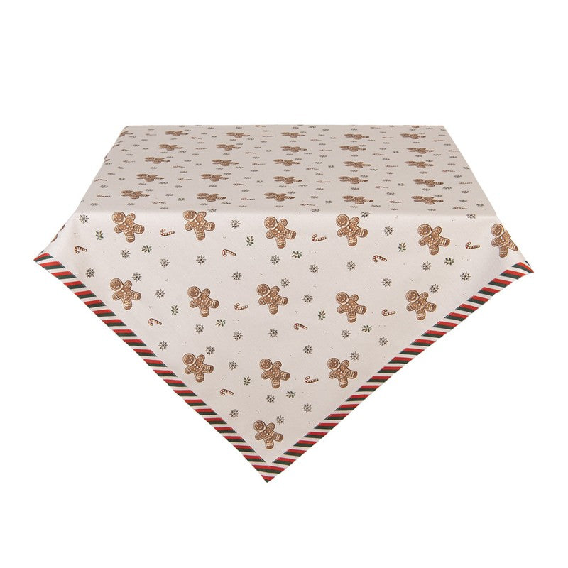 Mézeskalács babás karácsonyi pamut asztalterítő 100x100 cm