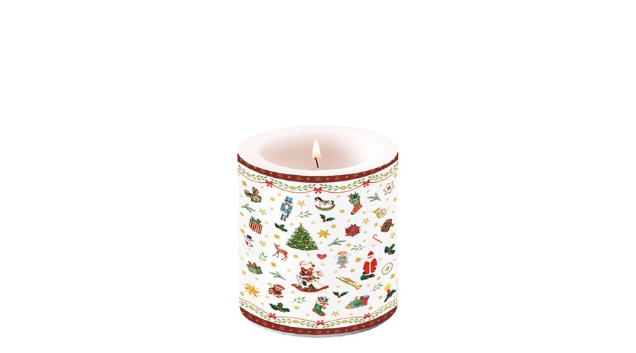 Ornaments All Over red átvilágítós karácsonyi gyertya kicsi