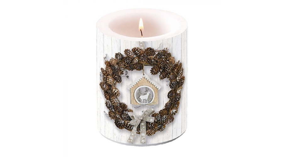 Pine Cone Wreath átvilágítós karácsonyi gyertya nagy