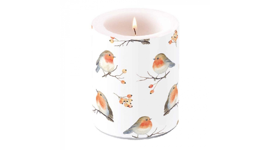 Robin Family átvilágítós karácsonyi gyertya nagy