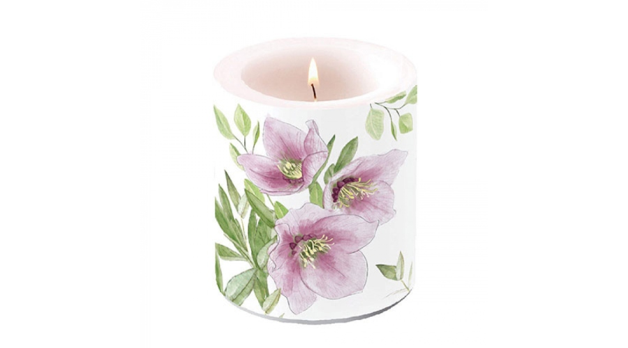 Classic helleborus átvilágítós karácsonyi gyertya közepes