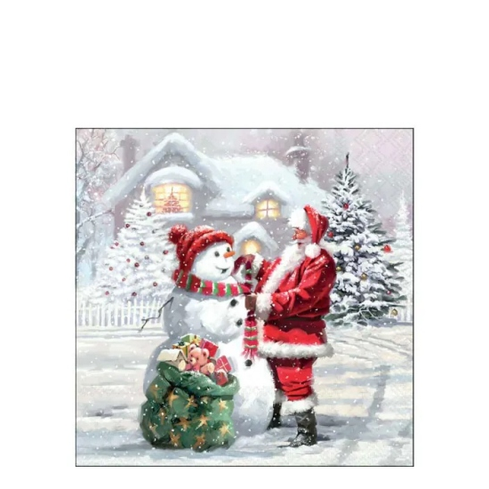 Karácsonyi szalvéta – Santa's warm gift, 25x25 cm, 20 db-os