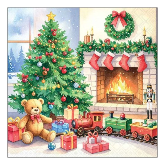 Karácsonyi szalvéta – By the fireplace, 33x33 cm, 20 db-os