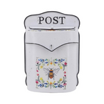 Karácsonyi fém postaláda 24×10×35 cm, méhecske színes virágokkal