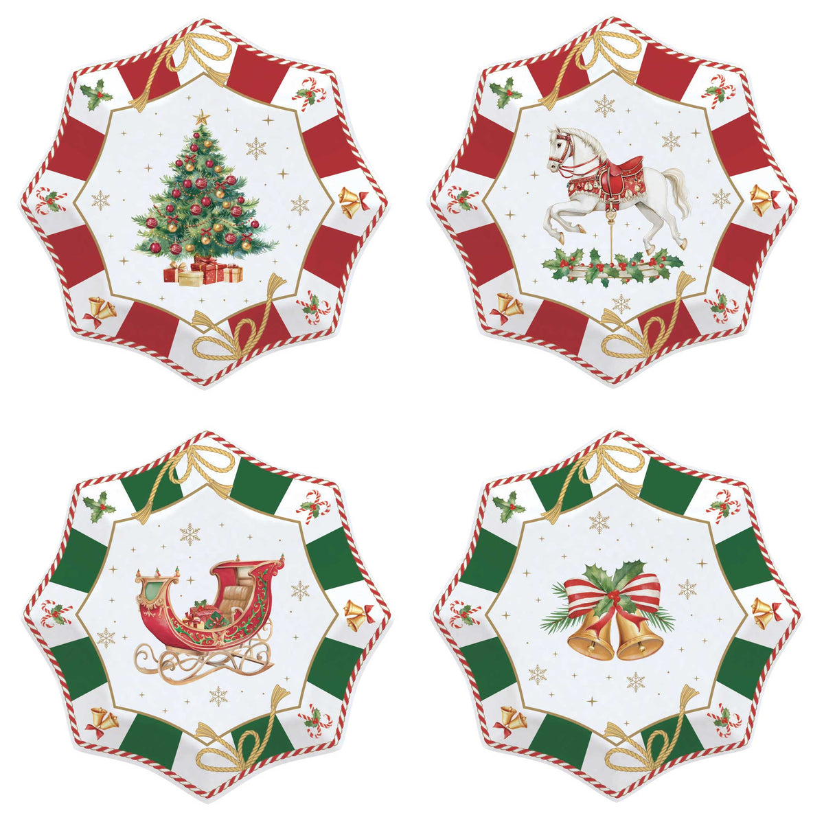 Karácsonyi porcelán desszertes kicsi tányér 16 cm 4 db díszdobozban Christmas Tale