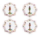 Porcelán karácsonyi diótörős kicsi desszertes tányér 4 db szett Vintage Nutcracker