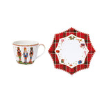 Porcelán karácsonyi diótörős teás csésze aljjal Vintage Nutcracker