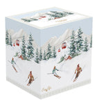 Porcelán karácsonyi egyszemélyes teáskészlet díszdobozban síelés motívummal