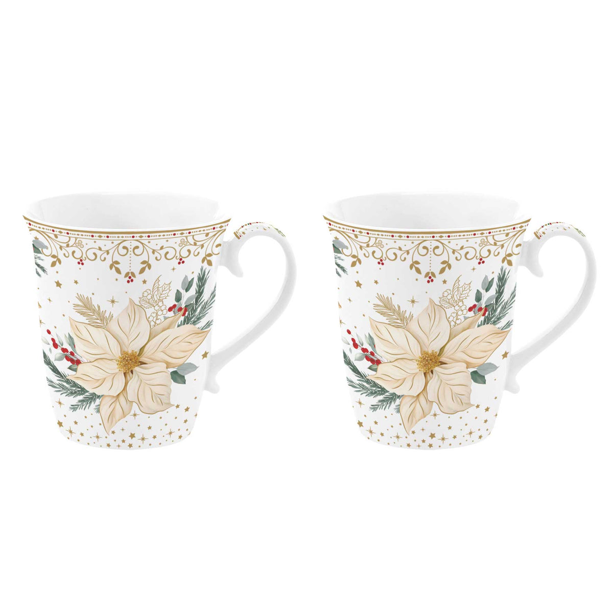 Karácsonyi porcelán bögre 275 ml 2 db-os díszdobozban White Elegance