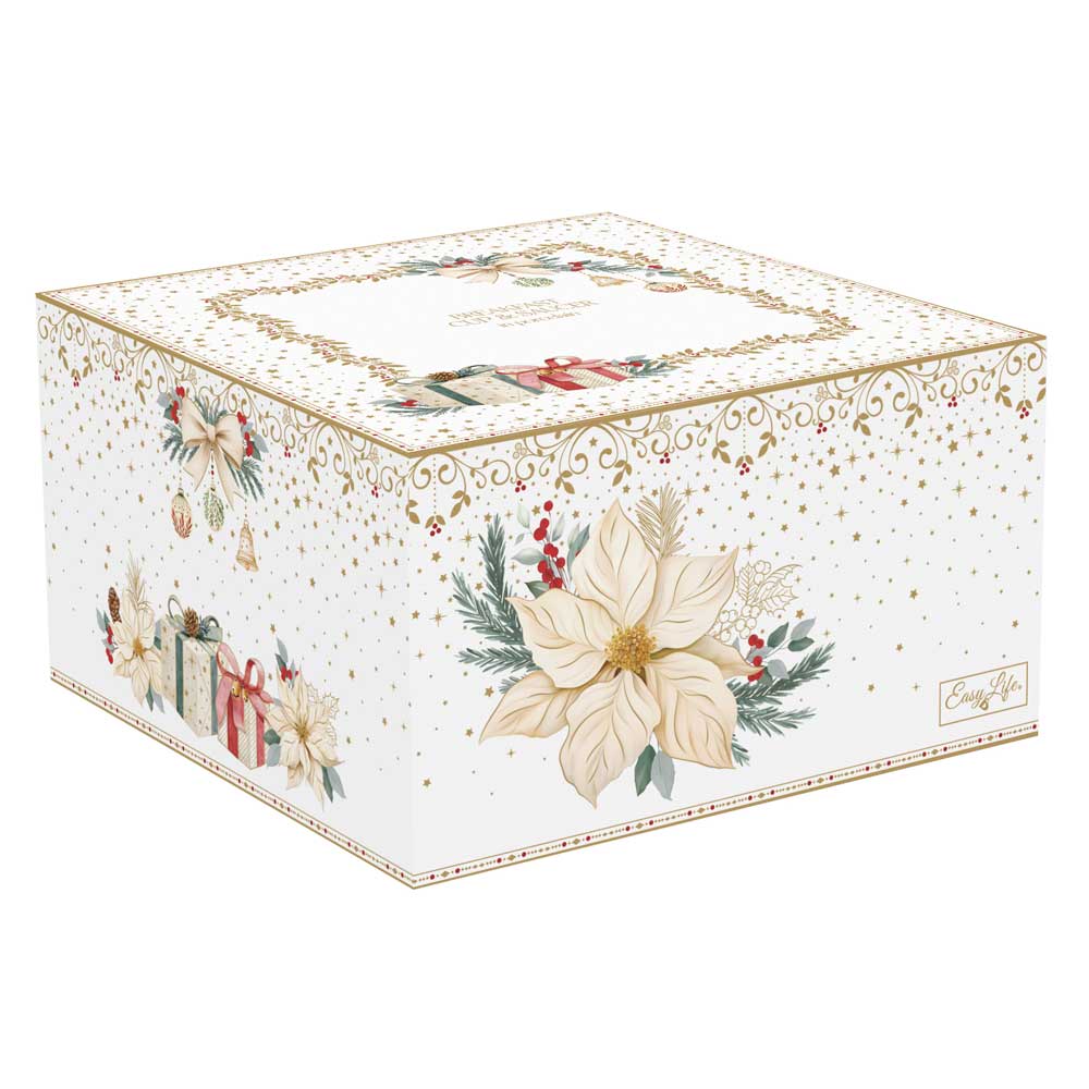 Karácsonyi porcelán nagy reggeliző csésze díszdobozban White Elegance