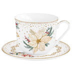 Karácsonyi porcelán nagy reggeliző csésze díszdobozban White Elegance