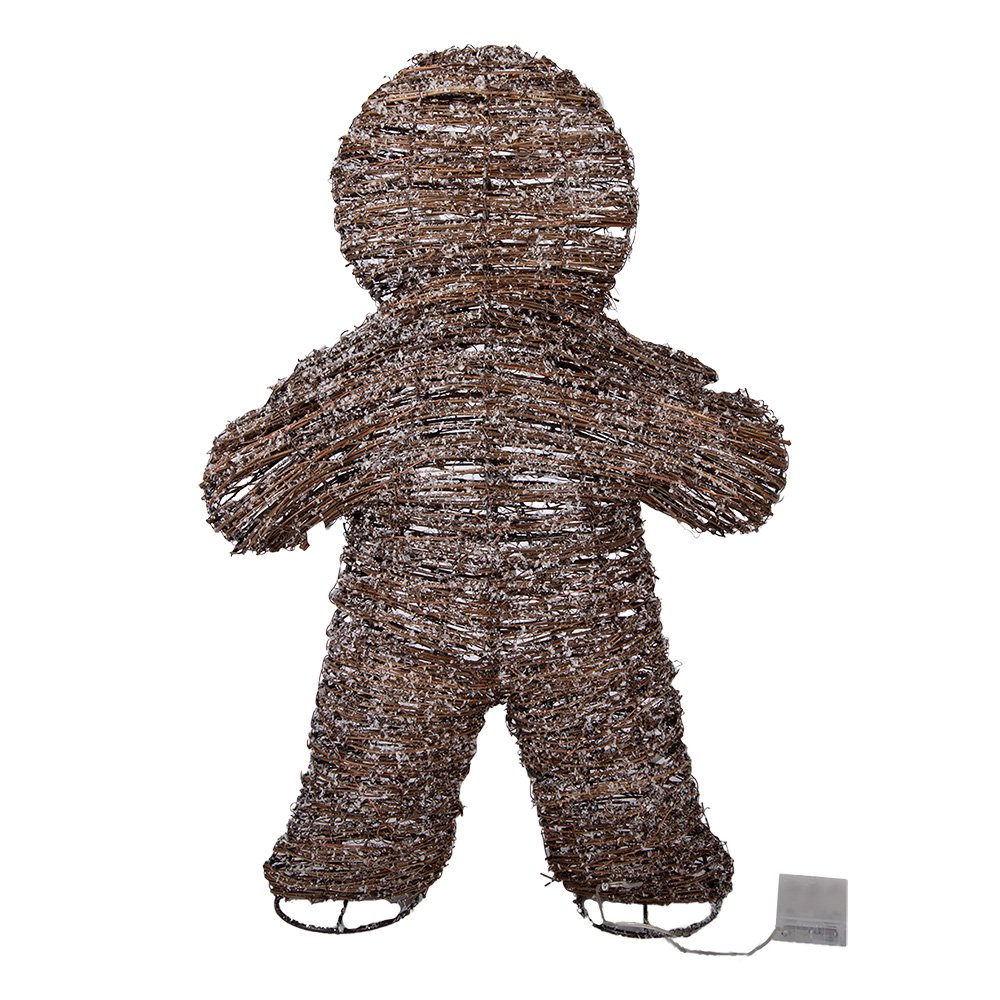 Nagyméretű karácsonyi mézeskalács figura LED világítással 61 cm – barna